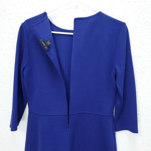 ST. JOHN Indigo Peplum 3/4 Sleeve Wool Rayon  Blend Santana Knit Career Top - Picture 10 of 11